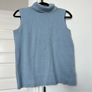 Talbots Sleeveless Blue Turtleneck Top Petite Size Medium